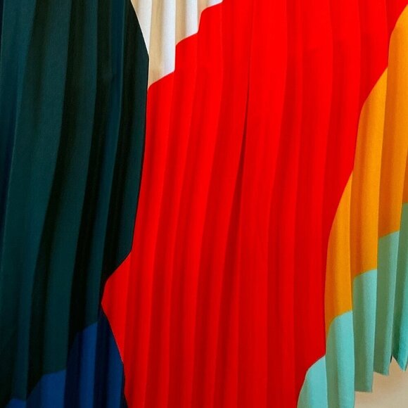 Skies are Blue SZ XS Color block pleated mid/maxi skirt Modern 80's Maximalism - Picture 6 of 9